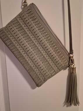 Gray Women’s Wristlet Clutch with Tassel
